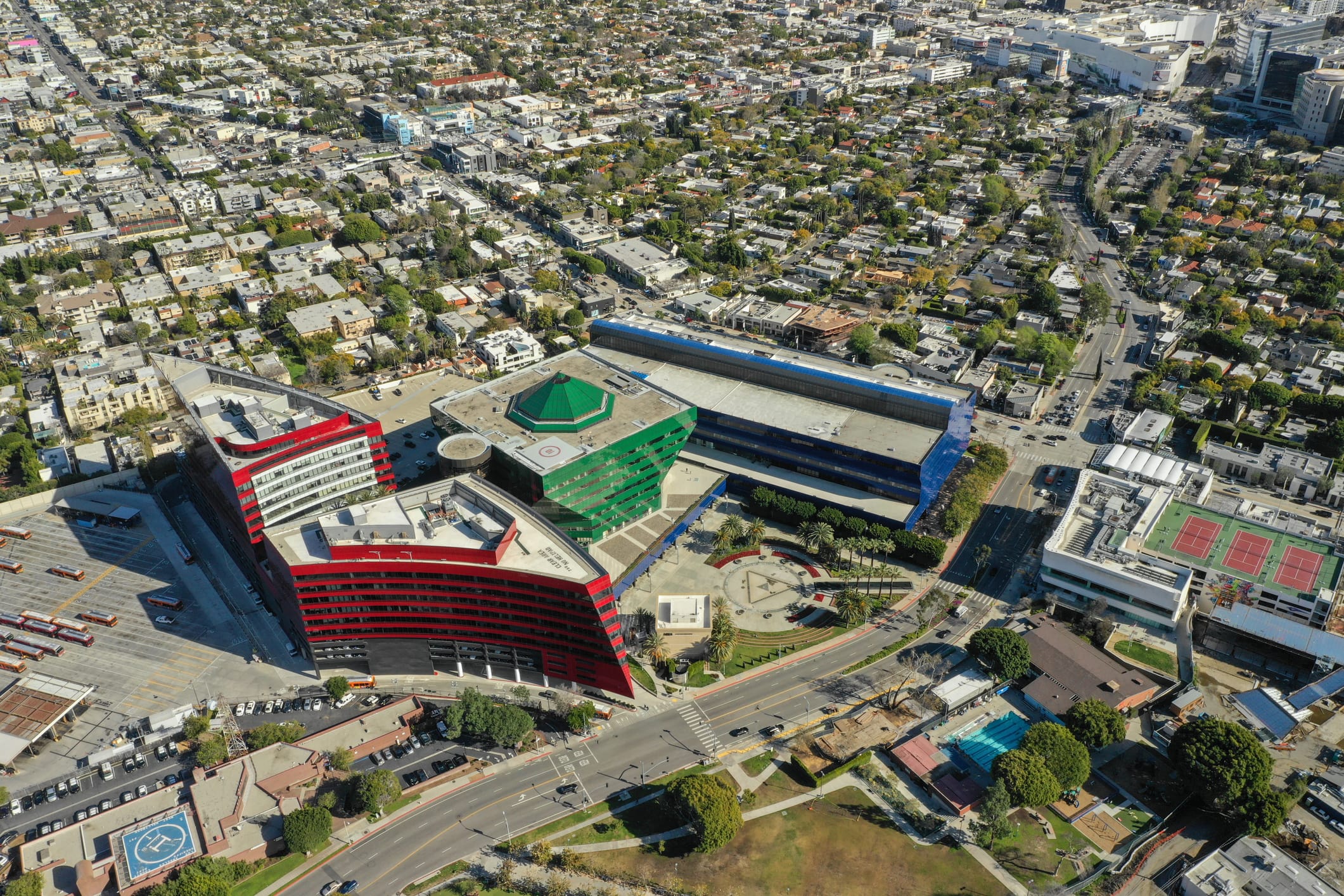 Pacific Design Center and surrounding area aerial