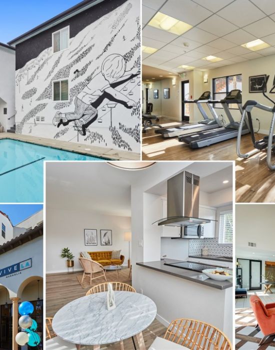 a collage of apartment imagery