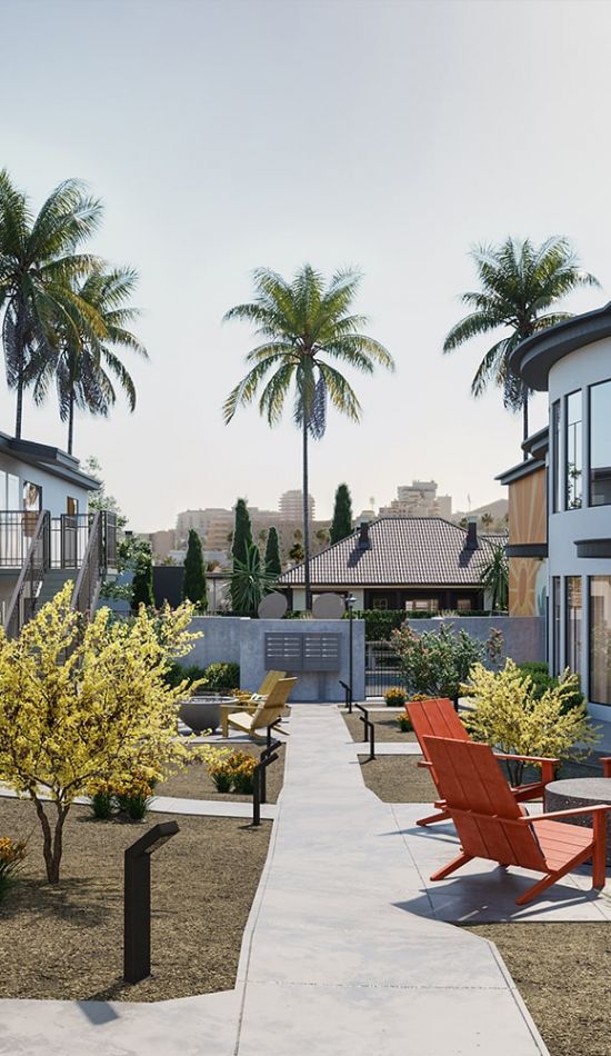 Aiden on Ash courtyard area