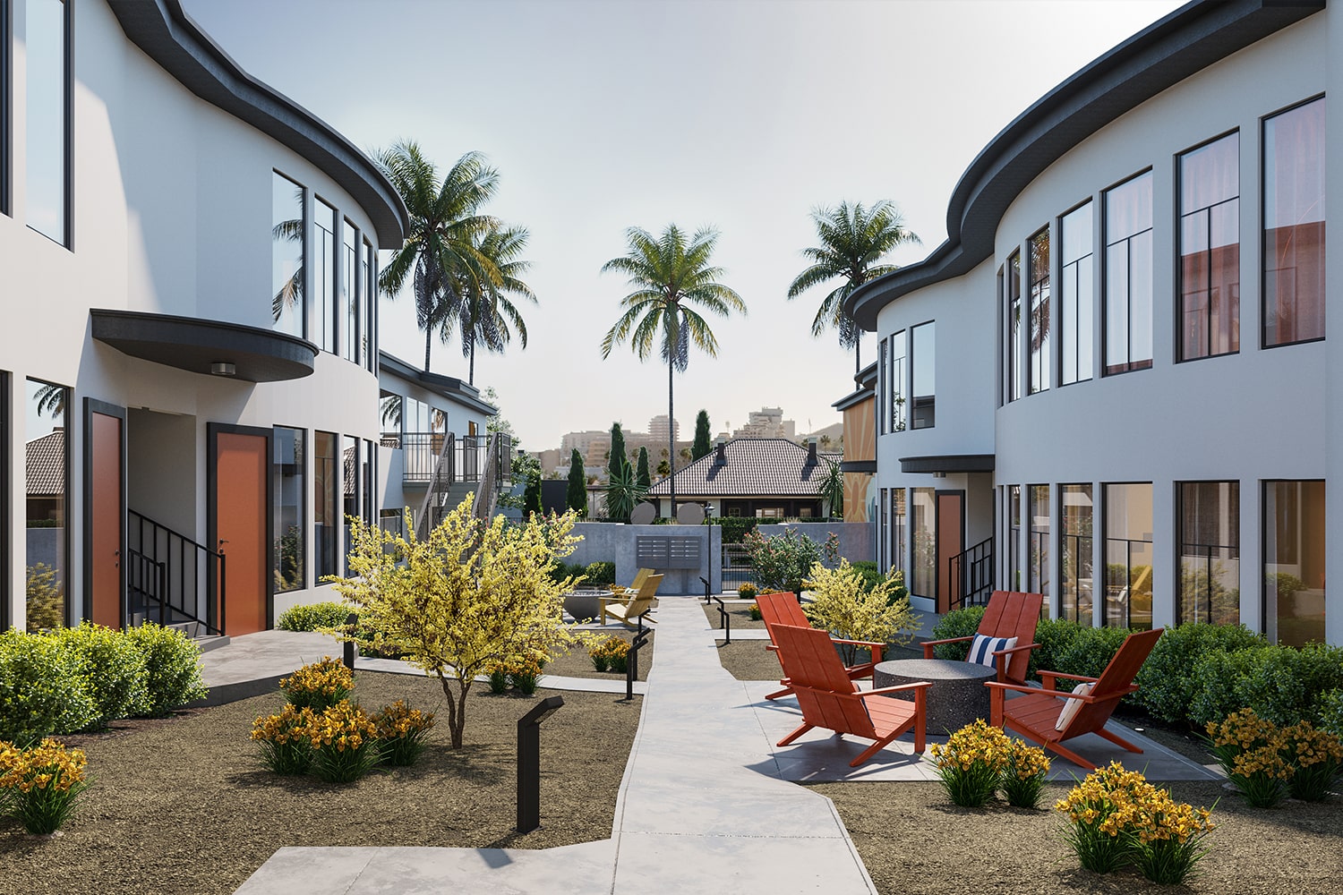 Aiden on Ash courtyard area