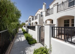 Stone pavement leading to the back entrance to the Rancho Serrano apartments; Thousand Oaks rental real estate;