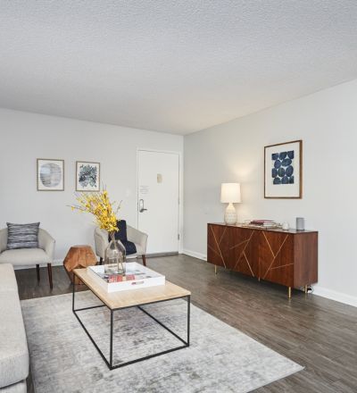 Living area of Violet on Virgil apartment building