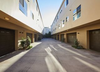Garage doors of the Townhomes at Magnolia Woods