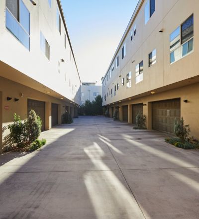 Garage doors of the Townhomes at Magnolia Woods