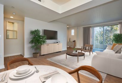 Dining space next to the living room at townhomes at Magnolia Woods