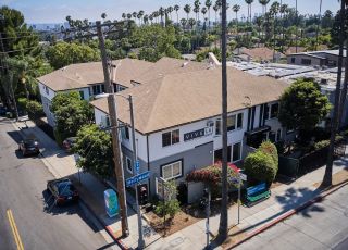 Aerial of Hayden Apartments on Hollywood Boulevard