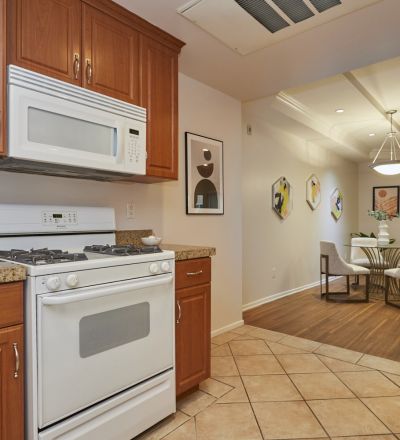 kitchen and living area