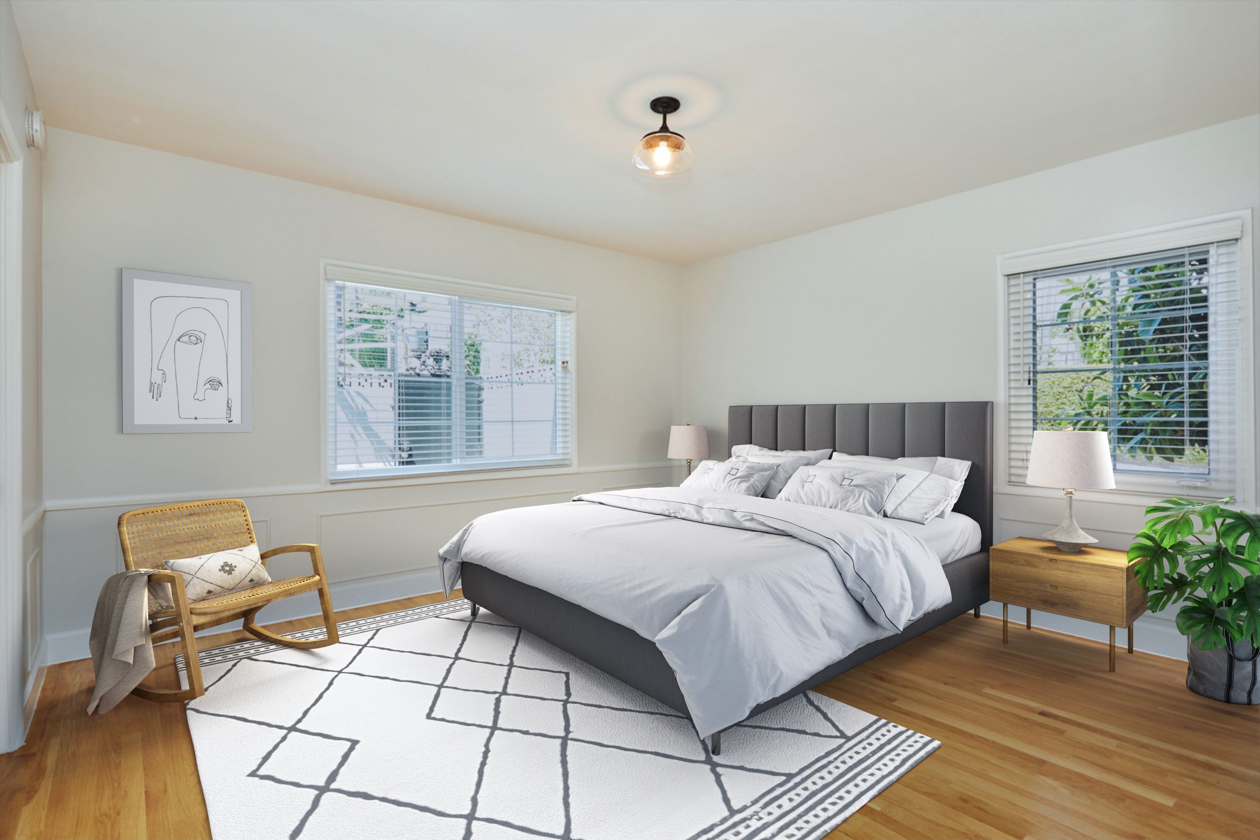 Rental LA apartment bedroom, furnished; Hayden on Hollywood Boulevard