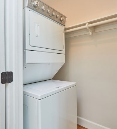 Rental LA apartment washer and dryer closet; Hayden on Hollywood Boulevard