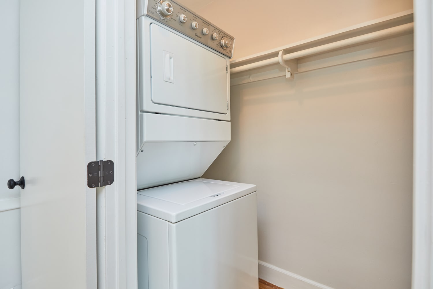 Rental LA apartment washer and dryer closet; Hayden on Hollywood Boulevard