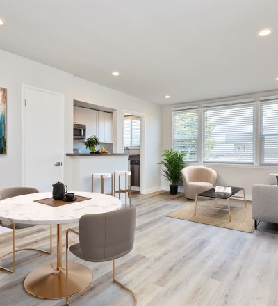 Living room and kitchen table