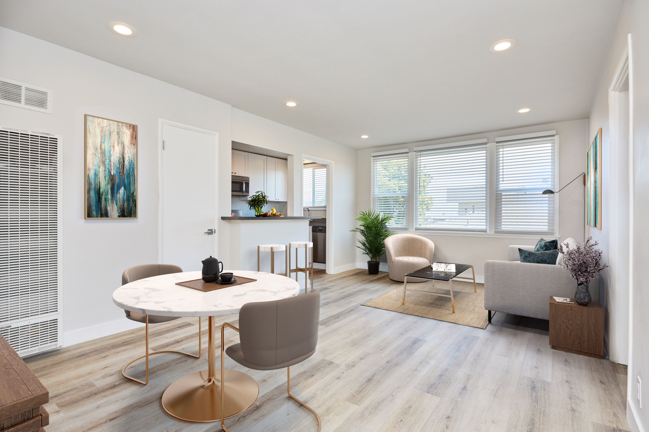 Living room and kitchen table