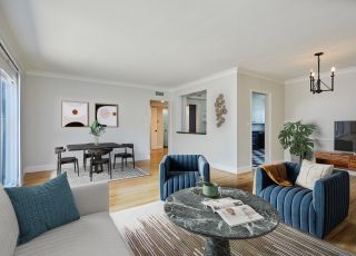 Rental LA apartment living room view, furnished; Hayden on Hollywood Boulevard