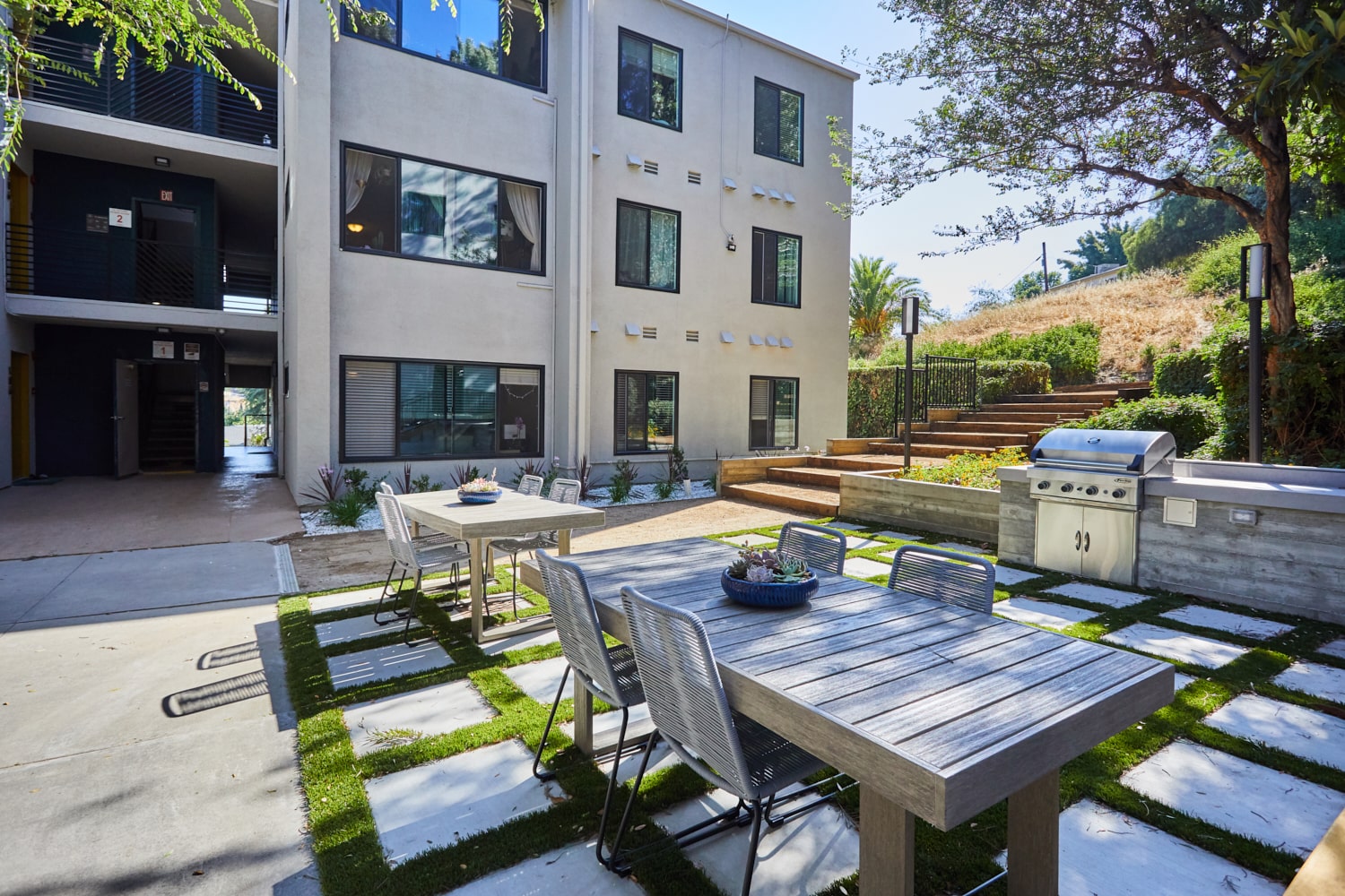 Outdoor eating area; Milo on Morton building exterior