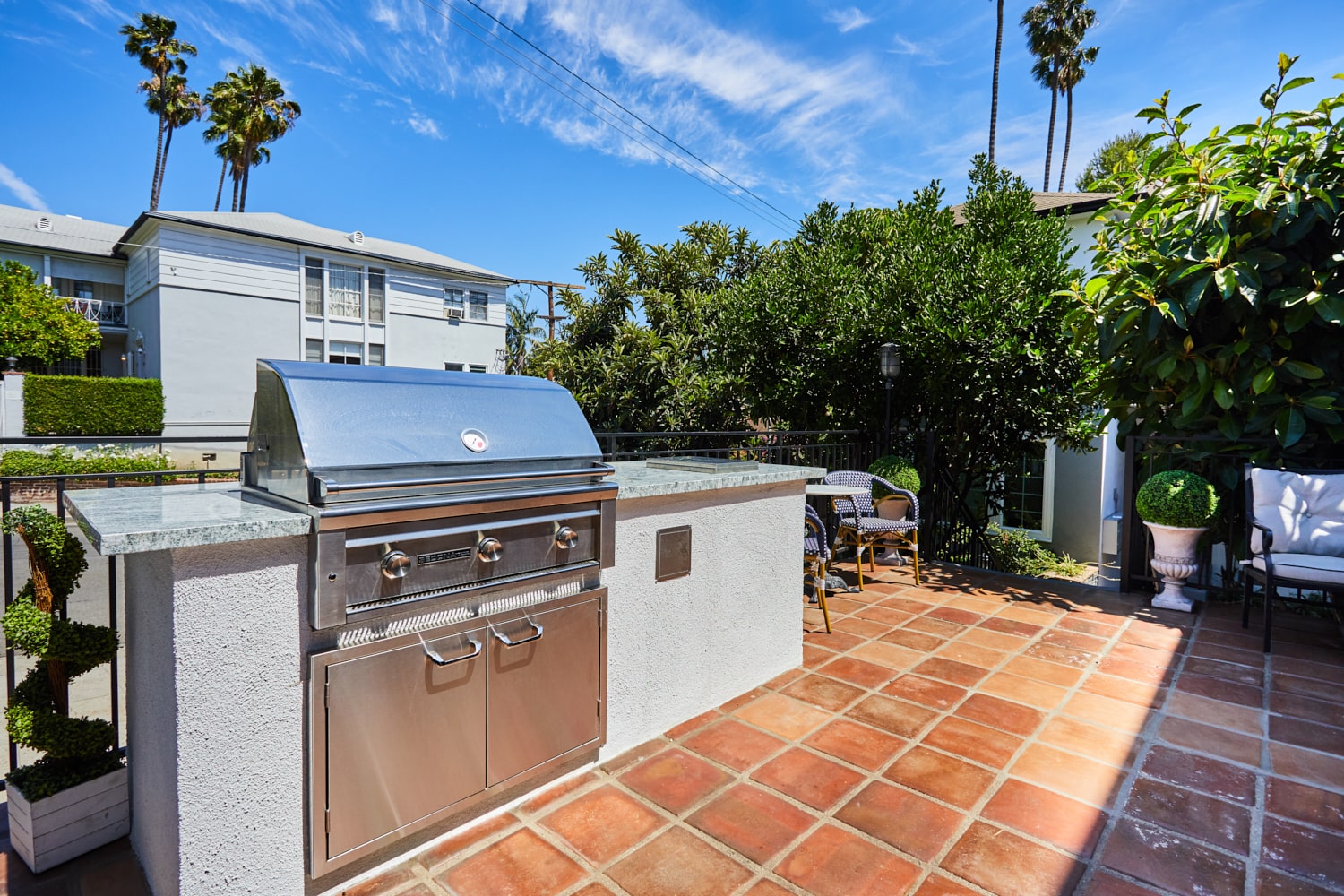 Barbeque and eating area close up