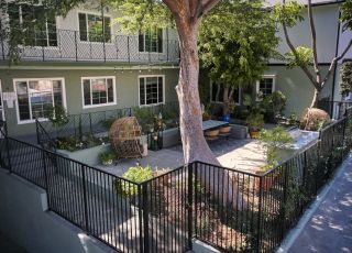 Side aerial of barbeque and eating area