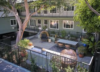 Aerial of barbeque and eating area