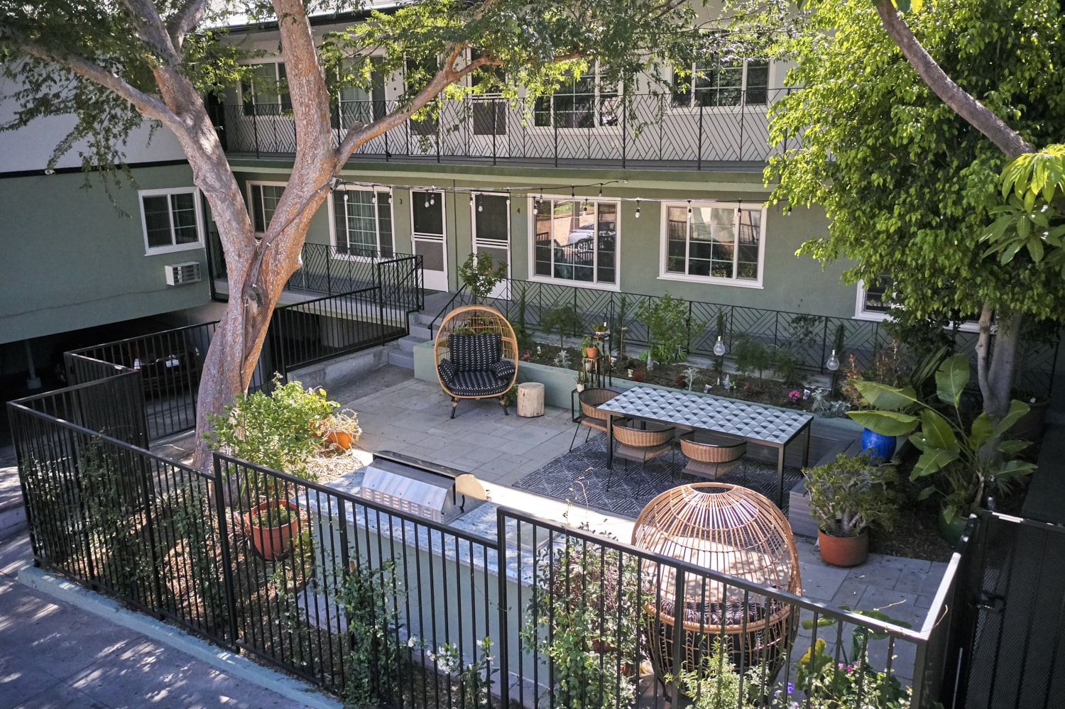 Aerial of barbeque and eating area