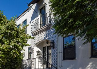 Entry way with mosaic tiles