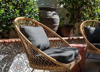 Wicker chair with cushion