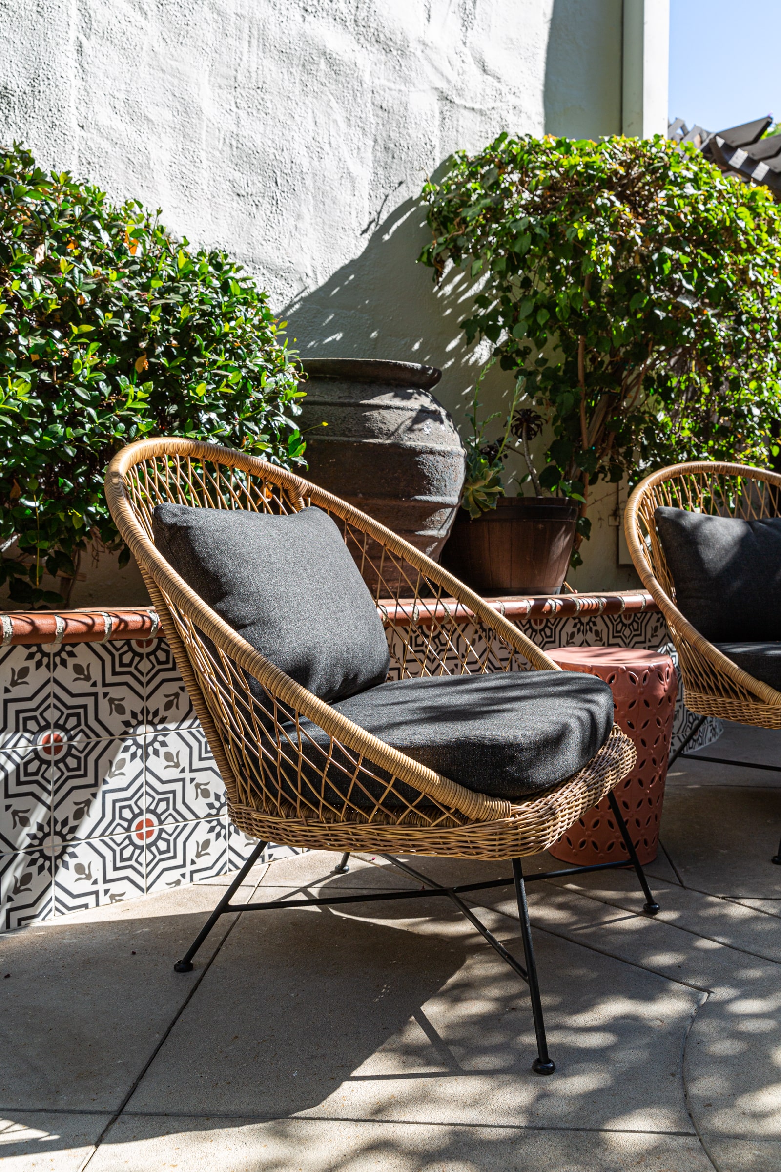 Wicker chair with cushion